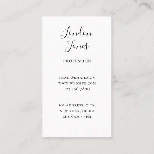 Monogram Beruflich White Modern Calligraphy Visitenkarte (Rückseite)