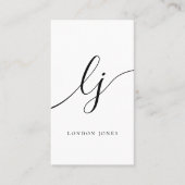 Monogram Beruflich White Modern Calligraphy Visitenkarte (Vorderseite)