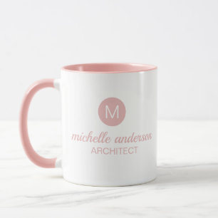 Monogram, beruflicher Architekt Initial Pink White Tasse
