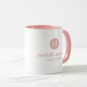 Monogram, beruflicher Architekt Initial Pink White Tasse (VorderseiteRechts)