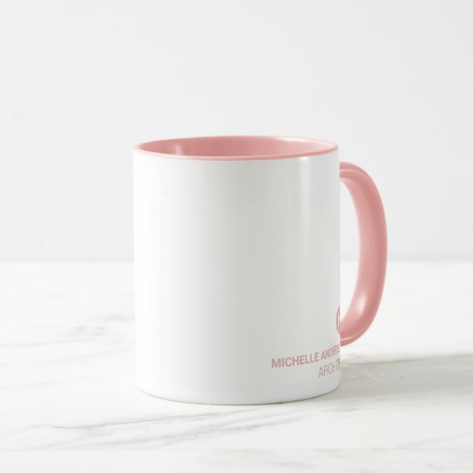 Monogram, beruflicher Architekt Initial Pink White Tasse (VorderseiteRechts)