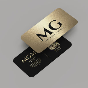 Monogram Berufliches Marketing Black Imitats Gold Visitenkarte
