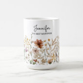 Monogram Best Mama Watercolor Wildblume Floral Kaffeetasse (Mittel)