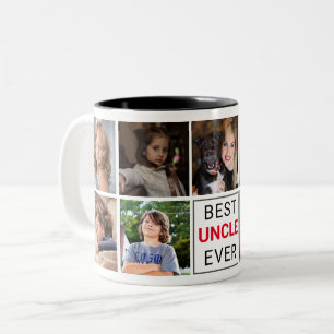Monogram Best Uncle Ever Instagram Foto-Collage Zweifarbige Tasse