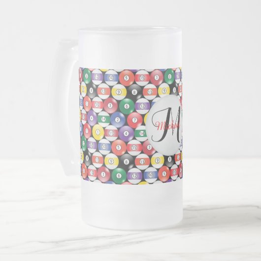 Monogram Billiard Ball Design Mattglas Bierglas (Vorderseite Links)