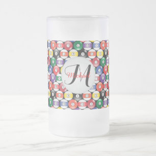 Monogram Billiard Ball Design Mattglas Bierglas