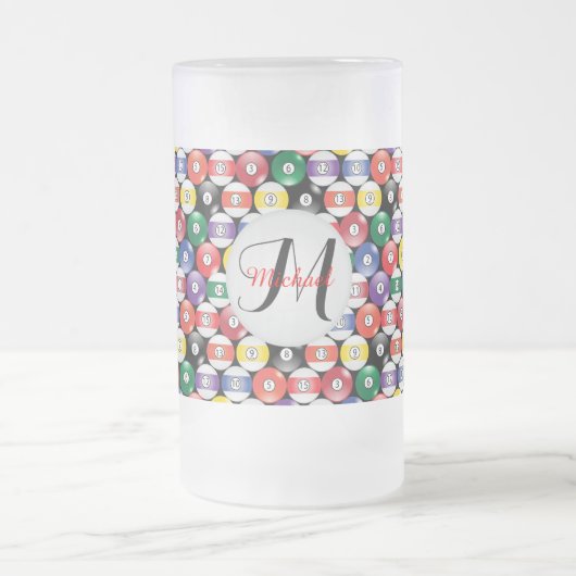 Monogram Billiard Ball Design Mattglas Bierglas (Mittel)