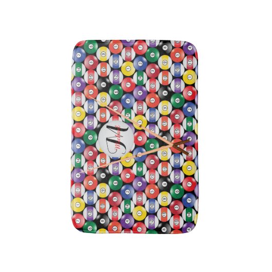 Monogram Billiard Pool Ball Design Badematte (Vorderseite Vertikal)