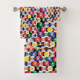 Monogram Billiard Pool Ball Design Badhandtuch Set