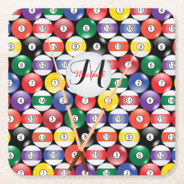 Monogram Billiard Pool Ball Design Rechteckiger Pappuntersetzer