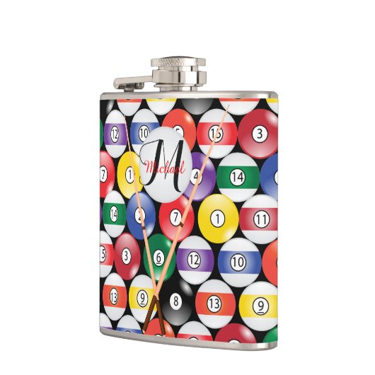 Monogram Billiard Pool Balls Flachmann (Links)