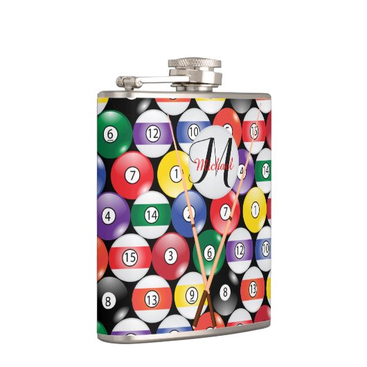 Monogram Billiard Pool Balls Flachmann (Rechts)