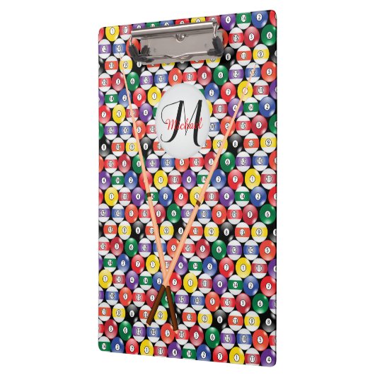 Monogram Billiards Ball-Muster Klemmbrett (Links)