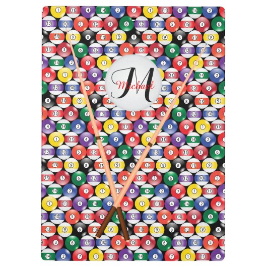 Monogram Billiards Ball-Muster Klemmbrett (Rückseite)