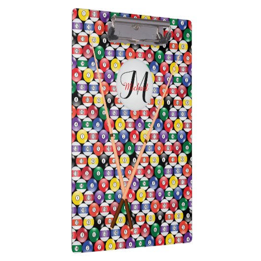 Monogram Billiards Ball-Muster Klemmbrett (Rechts)