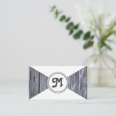 Monogram, Bio, weiße Holzdreiecke Visitenkarte (Stehend Vorderseite)