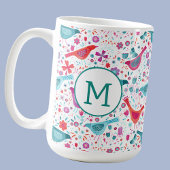 Monogram Bird Floral Wcolor Kaffeetasse