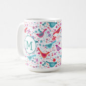 Monogram Bird Floral Wcolor Kaffeetasse (Vorderseite Links)