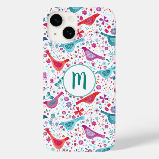 Monogram Bird-Muster Case-Mate iPhone Hülle (Rückseite)