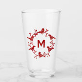 Monogram Bird und Blume Skandinavier Wreath Glas (Vorderseite)