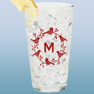 Monogram Bird und Blume Skandinavier Wreath Glas
