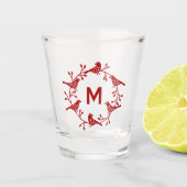 Monogram Bird und Blume Skandinavier Wreath Schnapsglas (Vorderseite)