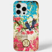 Monogram Birdcage Bird Damask Case-Mate iPhone Hülle (Rückseite)