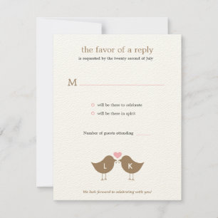 Monogram Birds Hochzeit RSVP/Antwortkarte - Latte RSVP Karte
