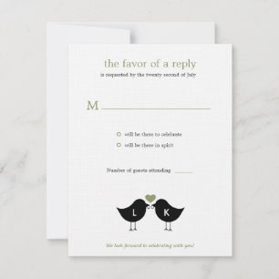 Monogram Birds Hochzeit RSVP/Antwortkarte - Salbei RSVP Karte
