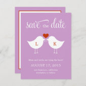 Monogram Birds Save the Date Card Ankündigungspostkarte (Vorne/Hinten)