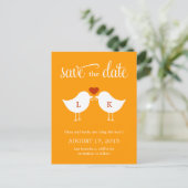 Monogram Birds Save the Date Card Ankündigungspostkarte (Stehend Vorderseite)