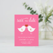Monogram Birds Save the Date Card Ankündigungspostkarte (Stehend Vorderseite)
