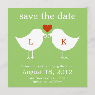 Monogram Birds Save the Date Card - Limon