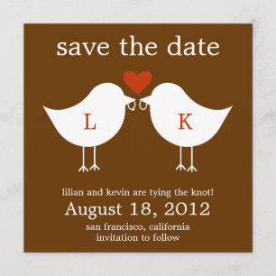 Monogram Birds Save the Date Card - Schokolade