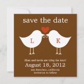 Monogram Birds Save the Date Card - Schokolade