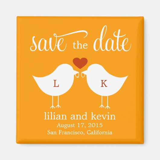 Monogram Birds Save the Date Magnet (Vorne)
