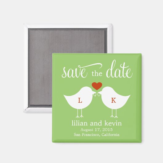 Monogram Birds Save the Date Magnet (Vorderseite/Rückseite)