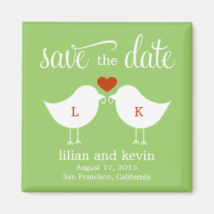 Monogram Birds Save the Date Magnet