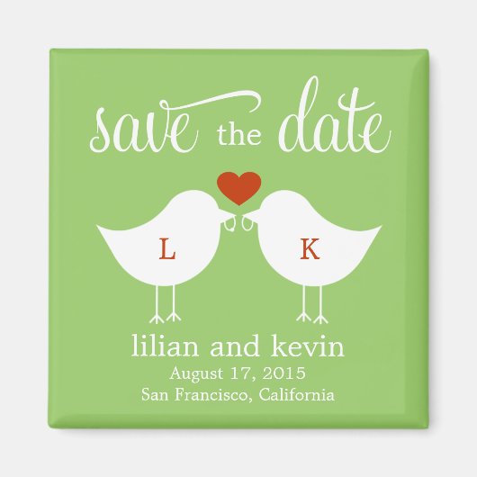 Monogram Birds Save the Date Magnet (Vorne)