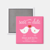 Monogram Birds Save the Date Magnet (Vorderseite/Rückseite)