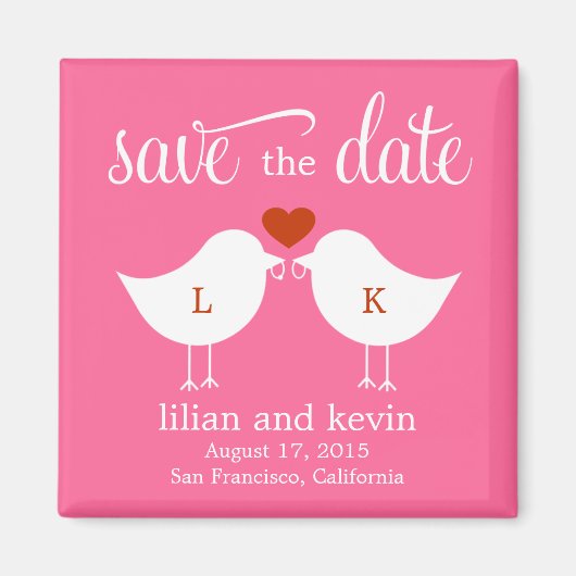 Monogram Birds Save the Date Magnet (Vorne)