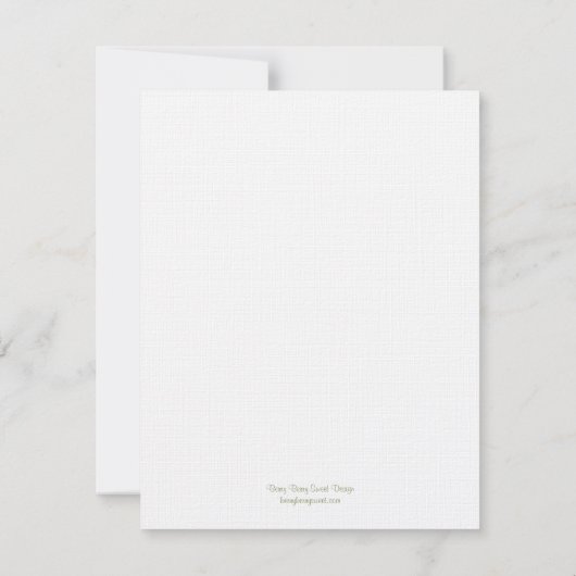 Monogram Birds Wedding Flat Danke Karte - Sage (Rückseite)