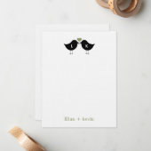 Monogram Birds Wedding Flat Danke Karte - Sage (Vorderseite/Rückseite Beispiel)