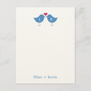 Monogram Birds Wedding Flat Dankeschön Karte