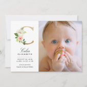 Monogram Birth Announcement Ankündigung (Vorderseite)