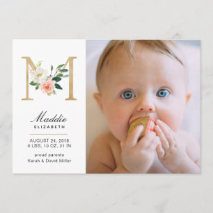 Monogram Birth Announcement Ankündigung