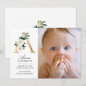 Monogram Birth Announcement Ankündigung (Vorne/Hinten)