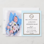 Monogram Birth Announcement Einladung (Vorderseite)