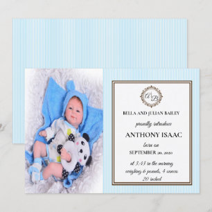 Monogram Birth Announcement Einladung