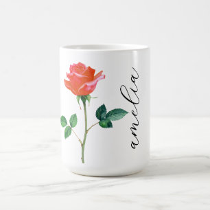 Monogram Birth Blume June Rose Floral Kaffeetasse